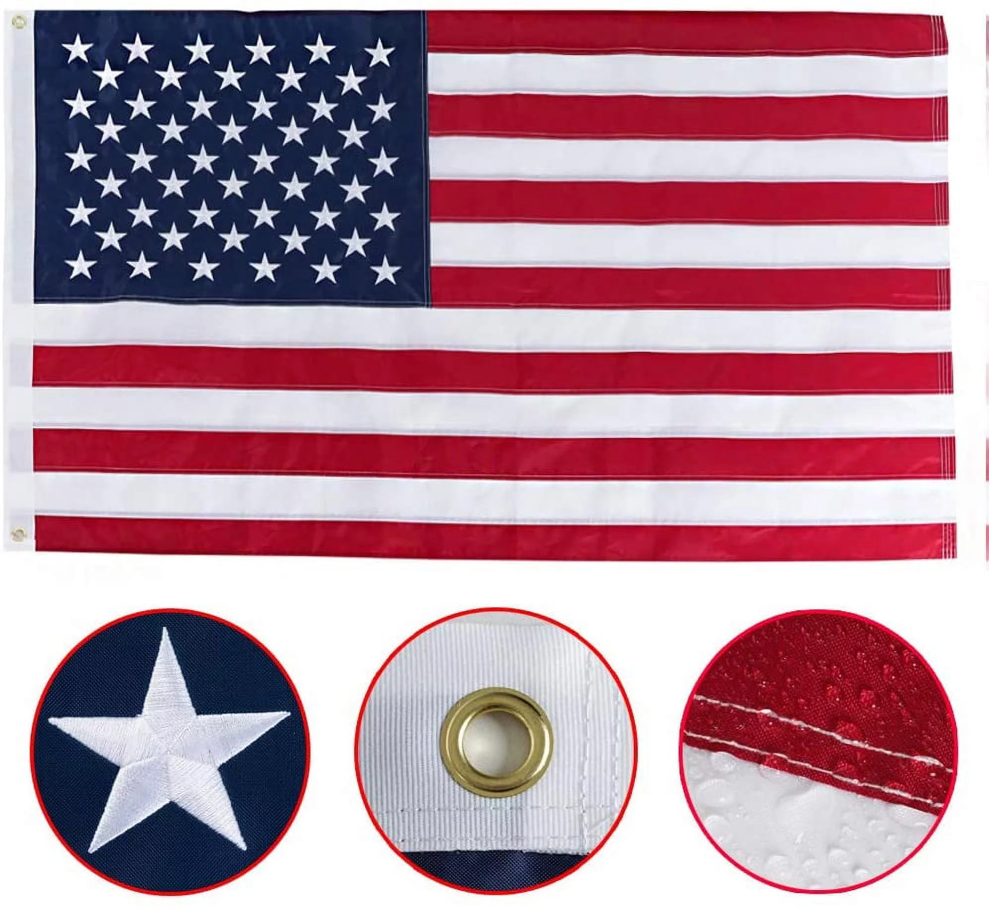 Homissor Durable American USA US Flag 4x6 Embroidered Stars Sewn Stripes Longest Lasting Us Flag Made from Oxford Nylon Indoor with Brass Grommets