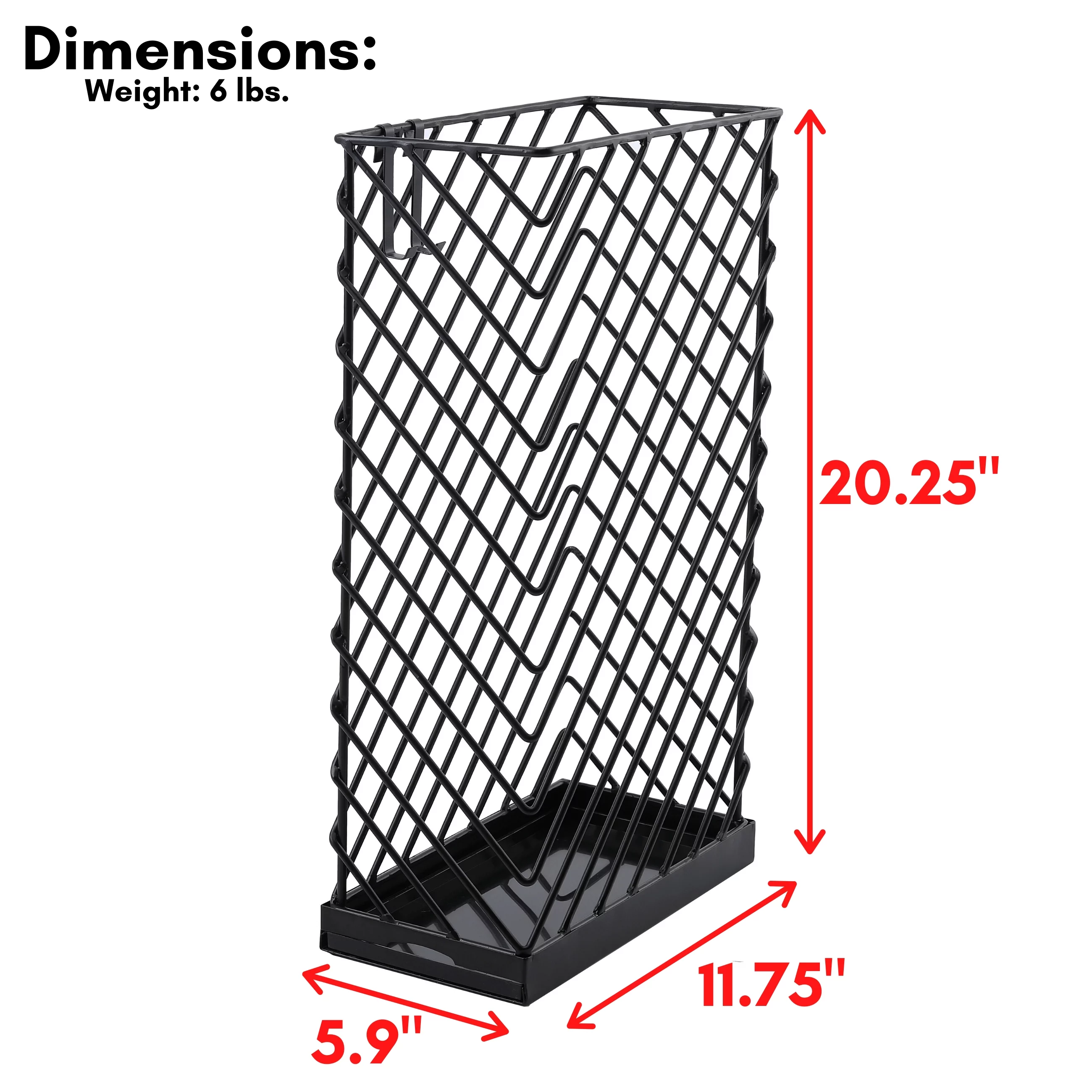BirdRock Home Umbrella Holder Stand with Removable Water Tray - Diagonal Design - Black