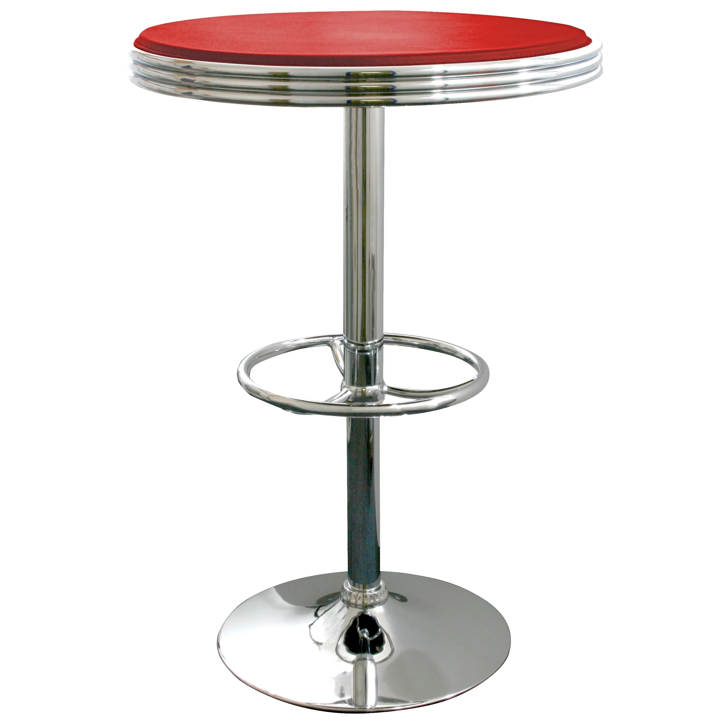 AmeriHome Adjustable Red Vinyl Finish Top Retro Soda Shop Round Table