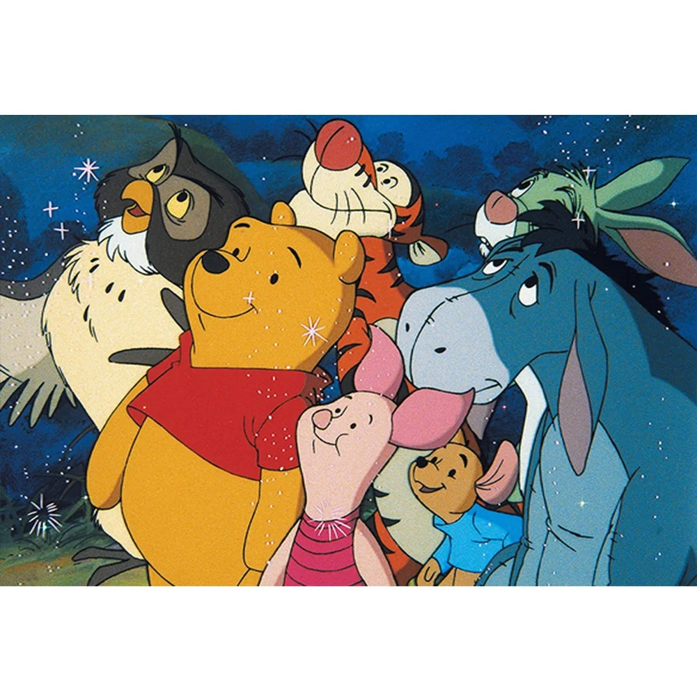 DIY 5D Diamond Painting by Number Kits, Winnie the Pooh Crystal Rhinestone Diamond Embroidery Paintings Pictures Arts Craft for Home Wall Decor (12x16inch)