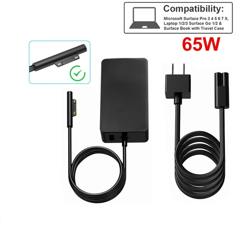 65W 6-pin with USB port Power Adapter Charger For Microsoft Surface Pro 1625 1700 1724 1796 1800 Book Go