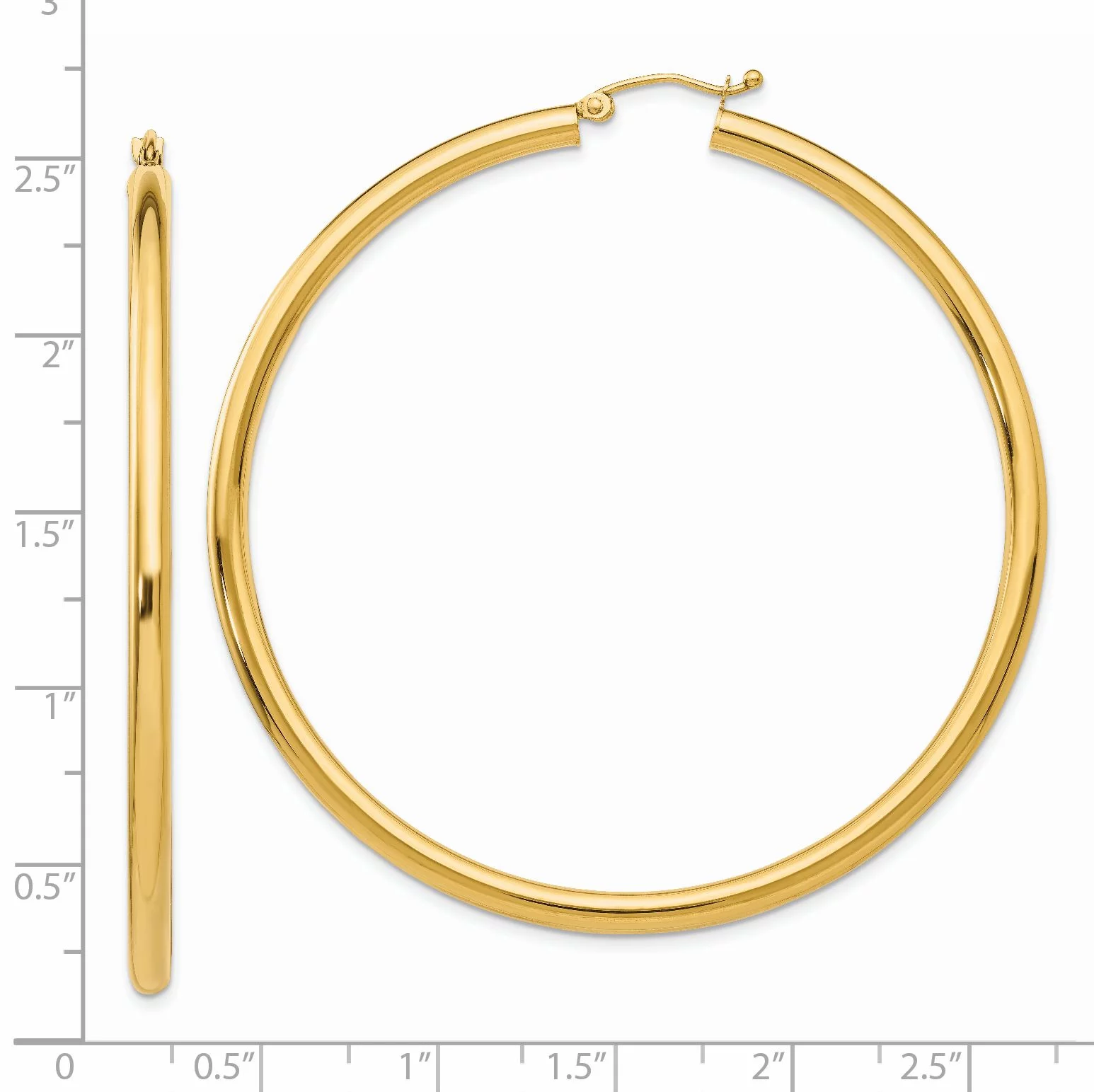 Primal Gold 14 Karat Yellow Gold Polished 3mm Tube Hoop Earrings