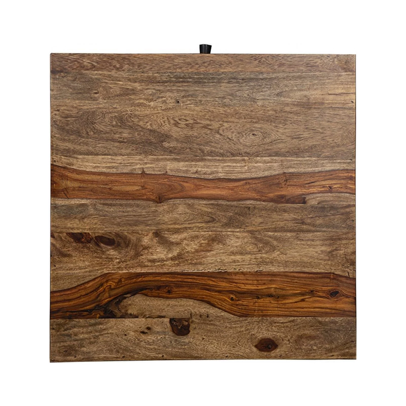 Home Square Drawer Solid Sheesham Wood End Table in Brown - Set of 2