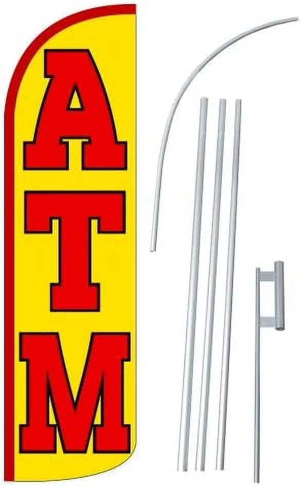 super swooper feather flag with heavy-duty 15-foot pole and ground spike