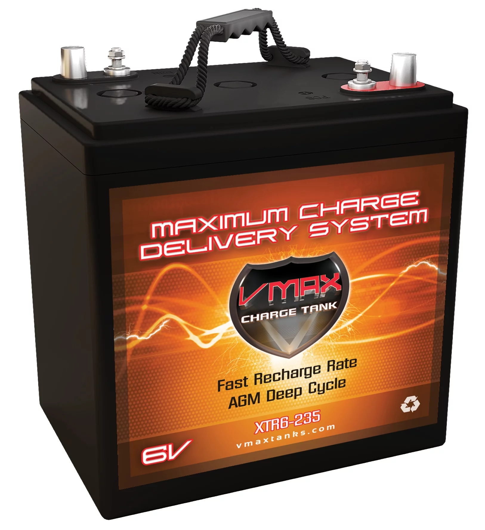 XTR6-235 VMAX 6 Volt 235Ah AGM Deep Cycle Group GC2 Sealed Battery for Campers, Trailer, RV Upgrades Trojan T-105