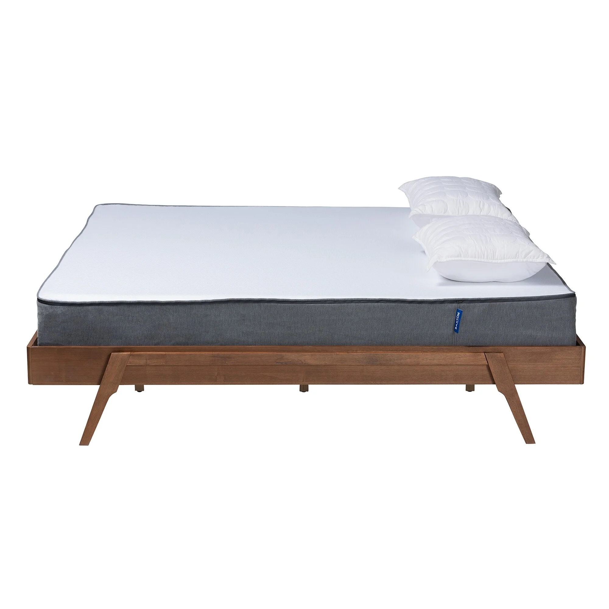 Baxton Studio Sarita Mid-Century Modern Ash Walnut Finished Wood Bed Frame Queen