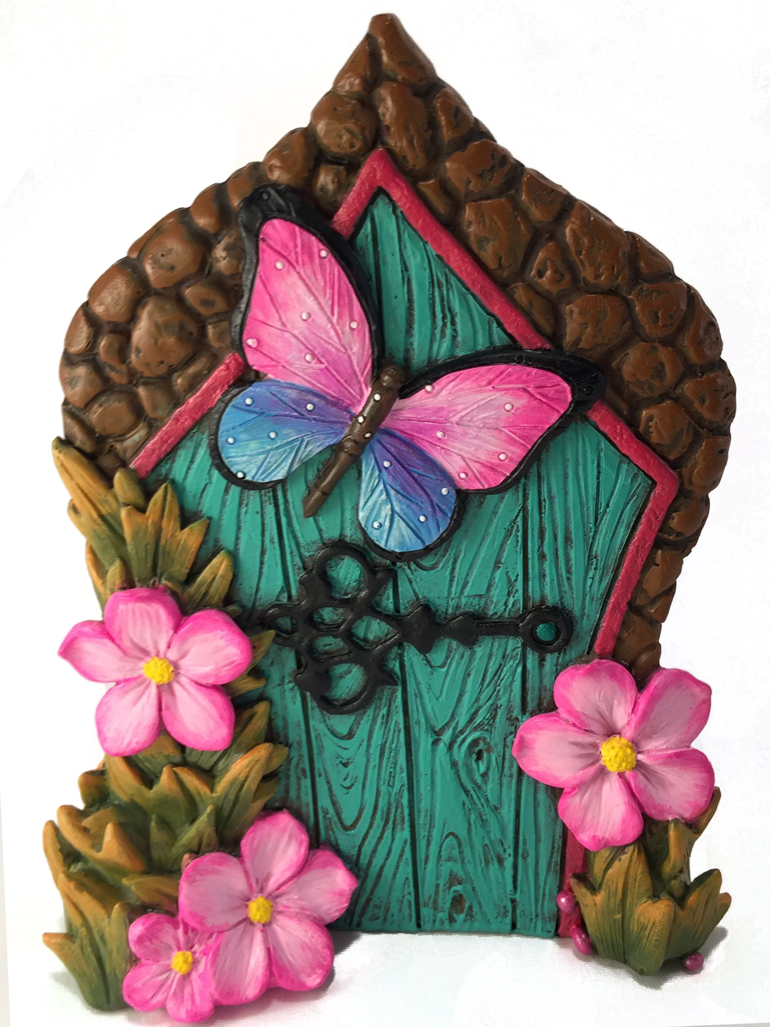 Miniature Butterfly Fairy Door for the Enchanted Garden Fairies and Gnomes.  A Fairy and Lawn Gnome Garden Accessory