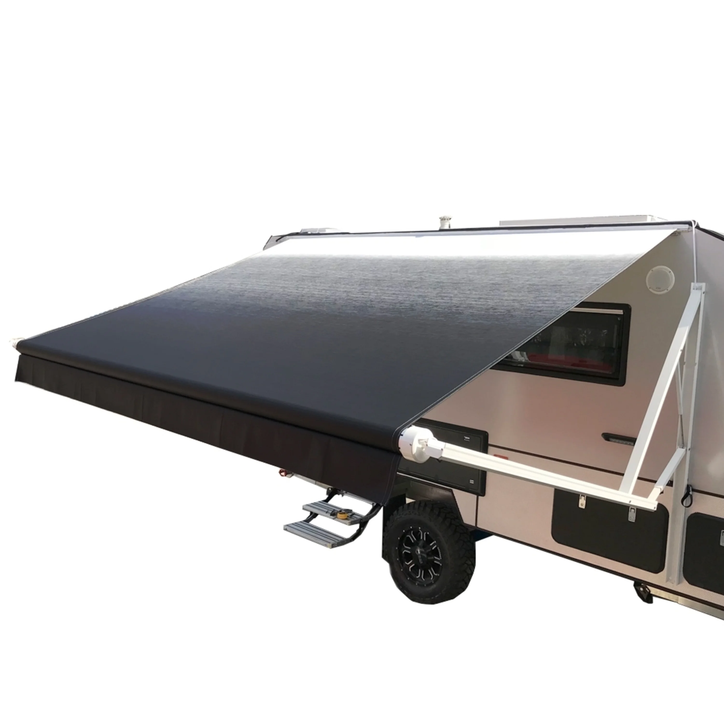 ALEKO Motorized Retractable RV Awning 16X8 ft Camping Vinyl Canopy Black Fade