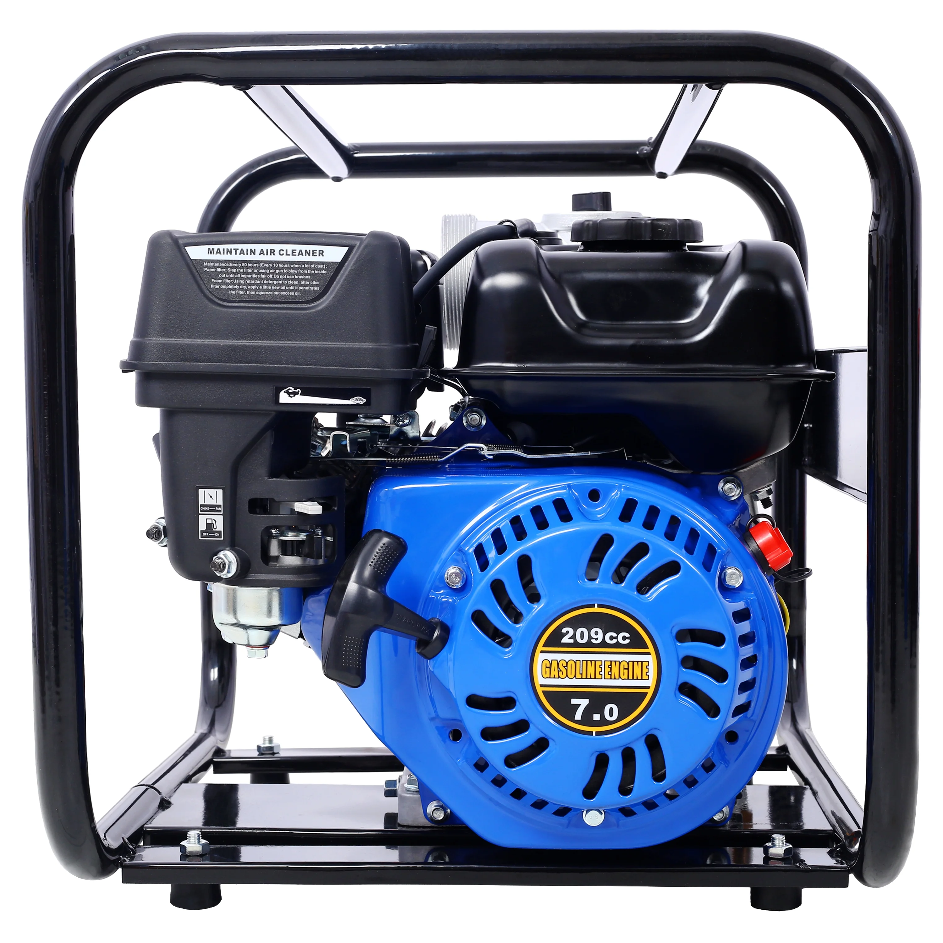 Semi Trash Pump 3 inch, 209cc 7HP 4 stroke OHV ENGINE, Gas Powered Full Trash Water Pump with Handle and Wheels, 50 ft Discharge Hose, 12 ft Suction Hose with Complete Fittings,EPA compliant