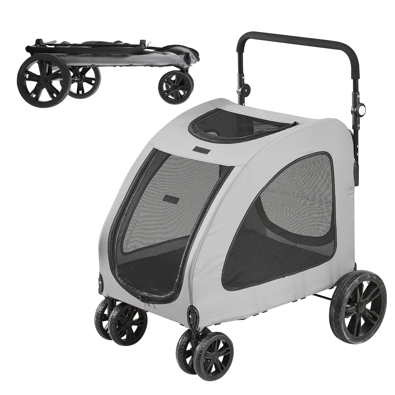 SKYSHALO  Pet Stroller 4 Wheels Dog Stroller with Brakes 160lbs Weight Capacity
