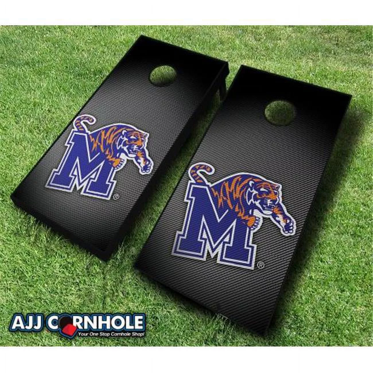 AJJCornhole 110-MemphisSlanted Memphis Tigers Slanted Theme Cornhole Set with Bags - 8 x 24 x 48 in.