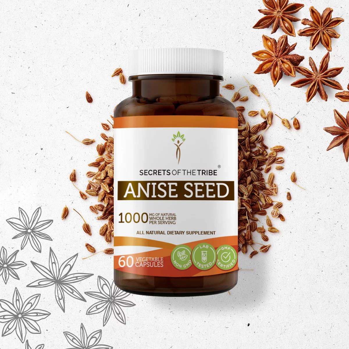 Secrets of the Tribe Anise Seed 60 Capsules, 500 mg, Organic Anise (Pimpinella Anisum) Dried Seed