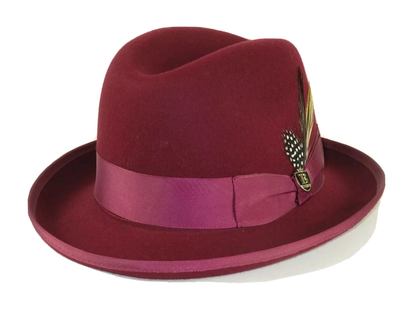 Men Bruno Capelo Dress Hat Australian Wool Homburg Godfather GF104 Burgundy