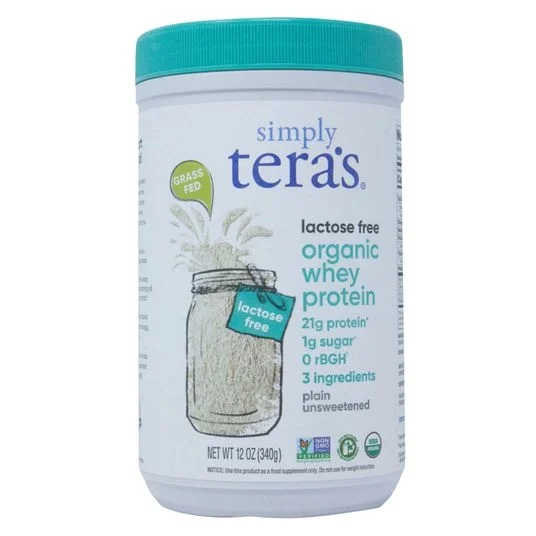 Tera\'s Whey Protein Powder, Grass-Fed, Lactose Free, Plain, Organic-12 oz
