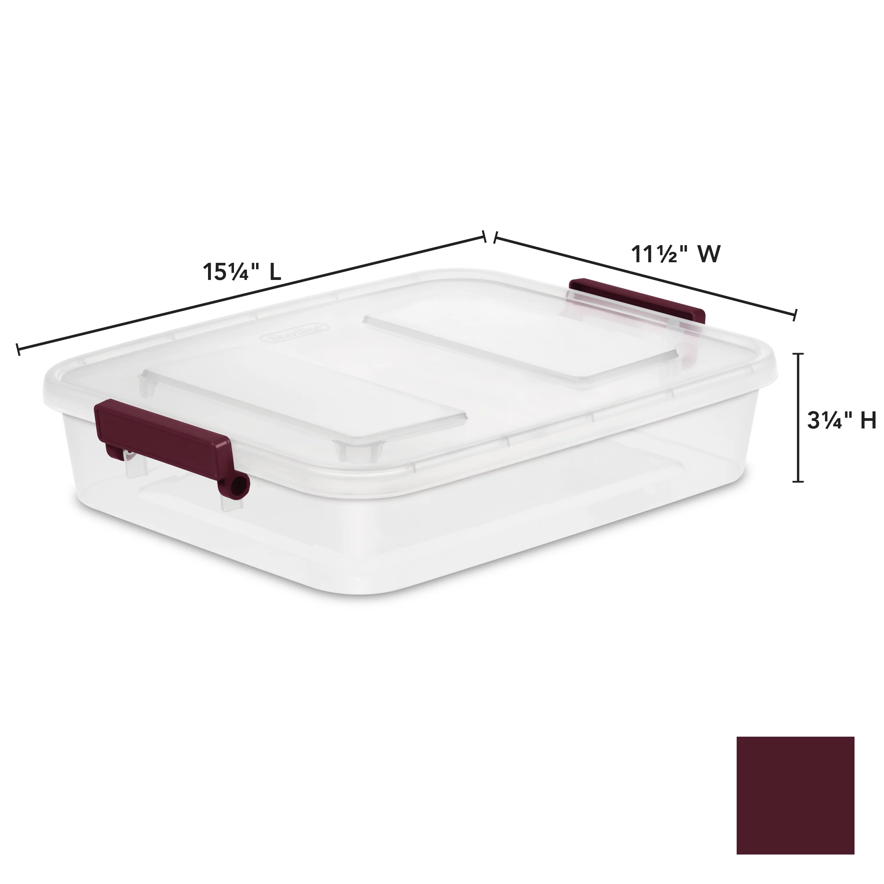 Sterilite Set of 4 Modular Latch Boxes Metropolis Burgundy Set of 4
