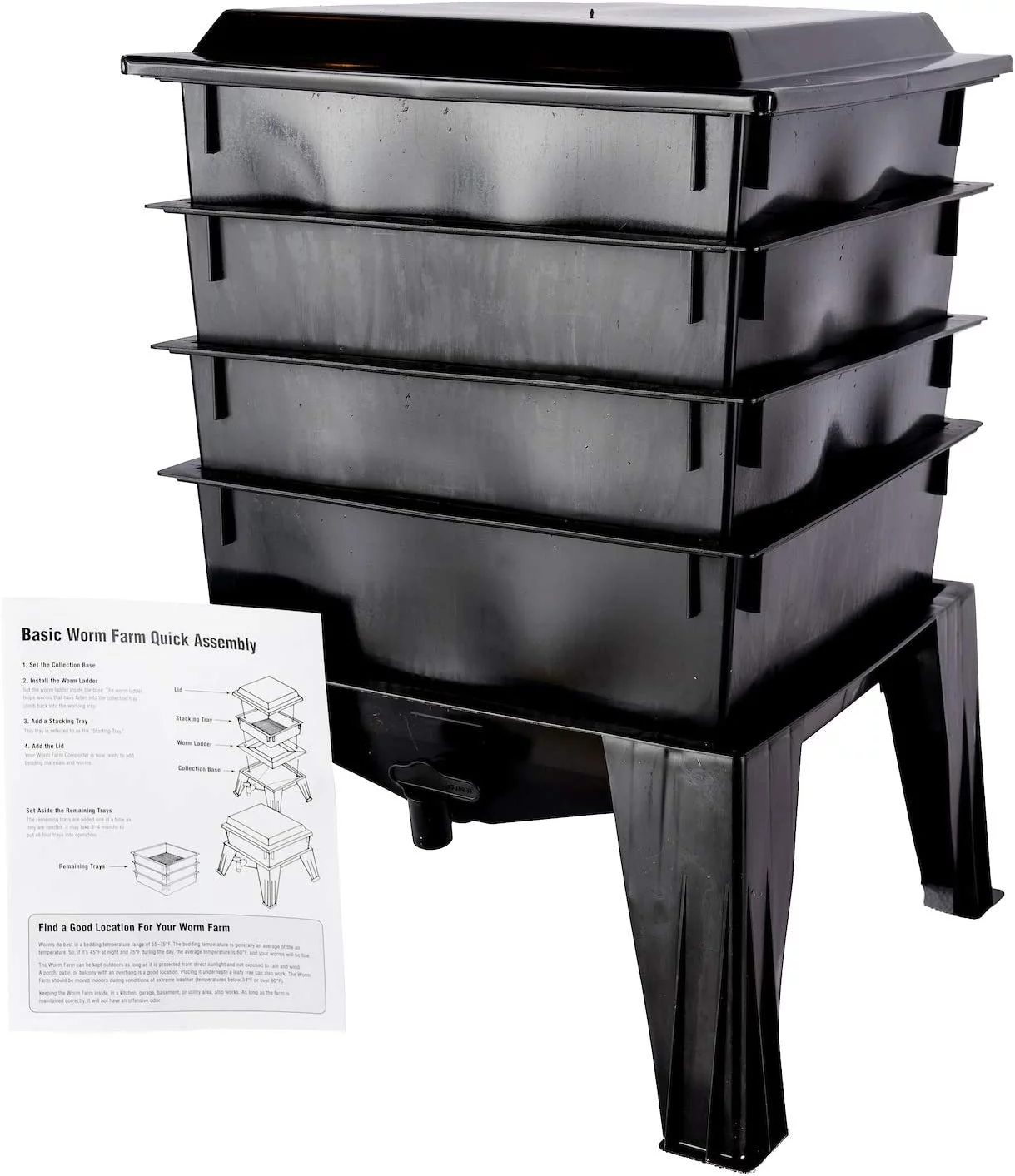 Basic Worm Composting Farm. Four Stacking Tray Farm with Simple Set up Instructions. Product is Made in Oregon.