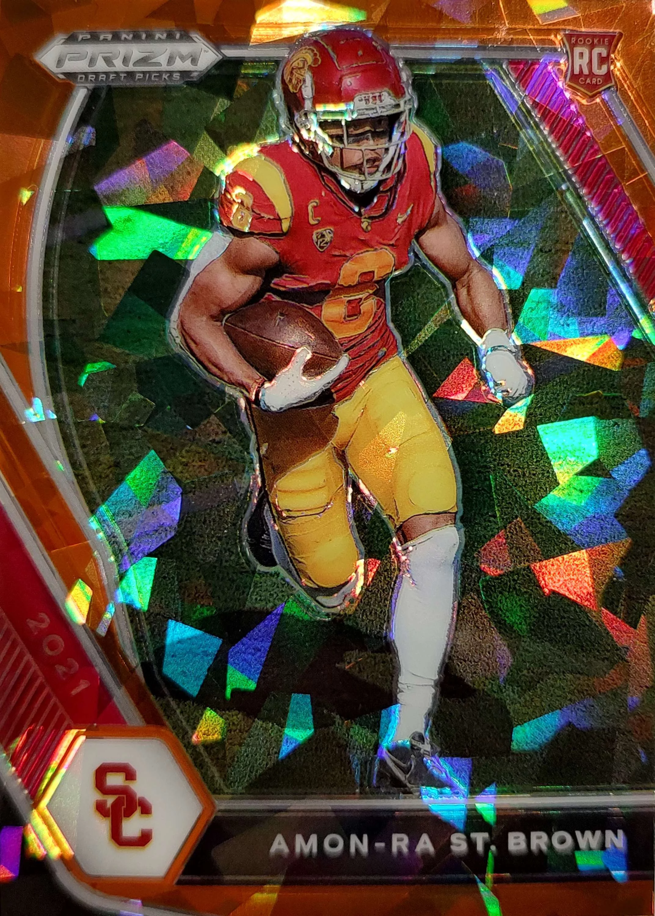 NFL 2021 Panini Prizm Draft Picks Amon-Ra St. Brown Orange Ice Trading Card #133 (Rookie)