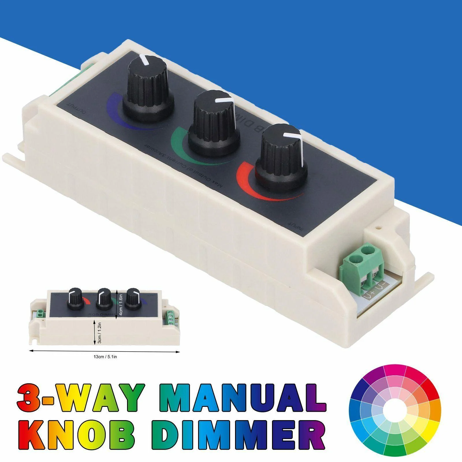 DC 12V-24V RGB LED Light Dimmer Knob Controller Switch 3‑Channel Brightness Adjust Smart LED Light Dimmer