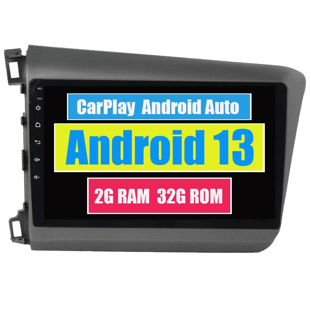 RoverOne Car Stereo CarPlay Android Auto for Honda Civic 9 FB FK FD 2011 - 2015 GPS Navigation Bluetooth DSP Multimedia Video Player