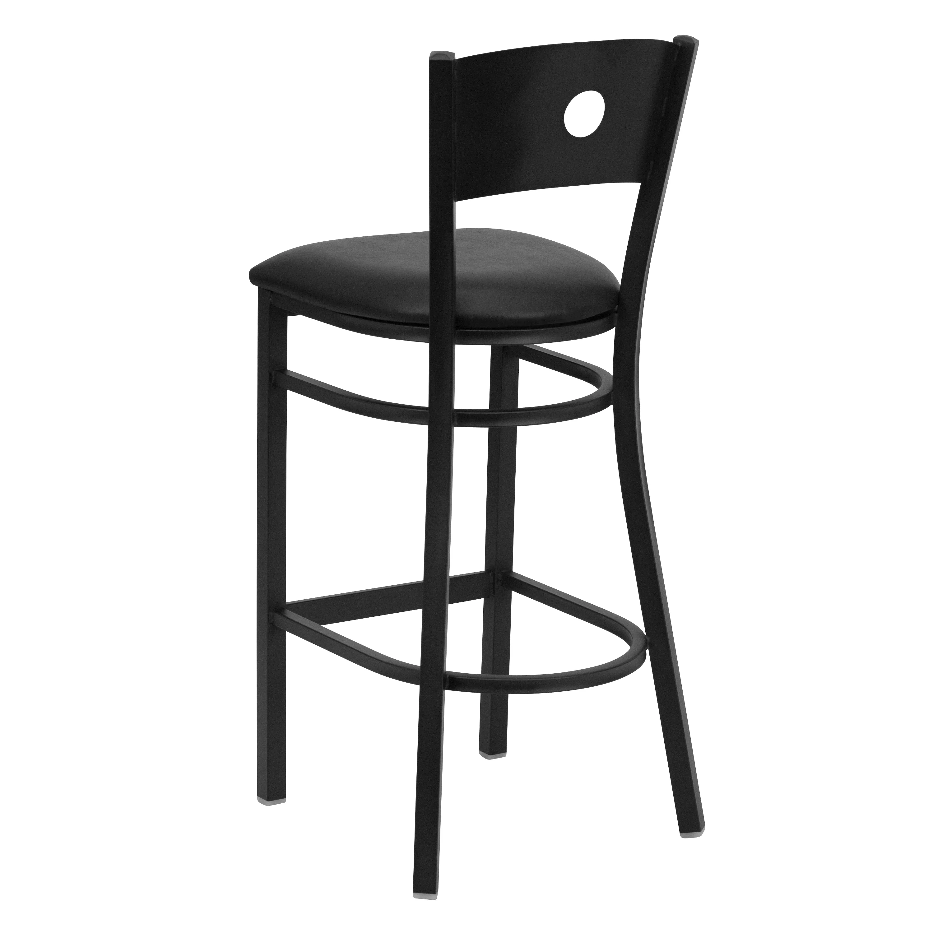 Flash Furniture 2 Pk. HERCULES Series Black Circle Back Metal Restaurant Barstool - Black Vinyl Seat