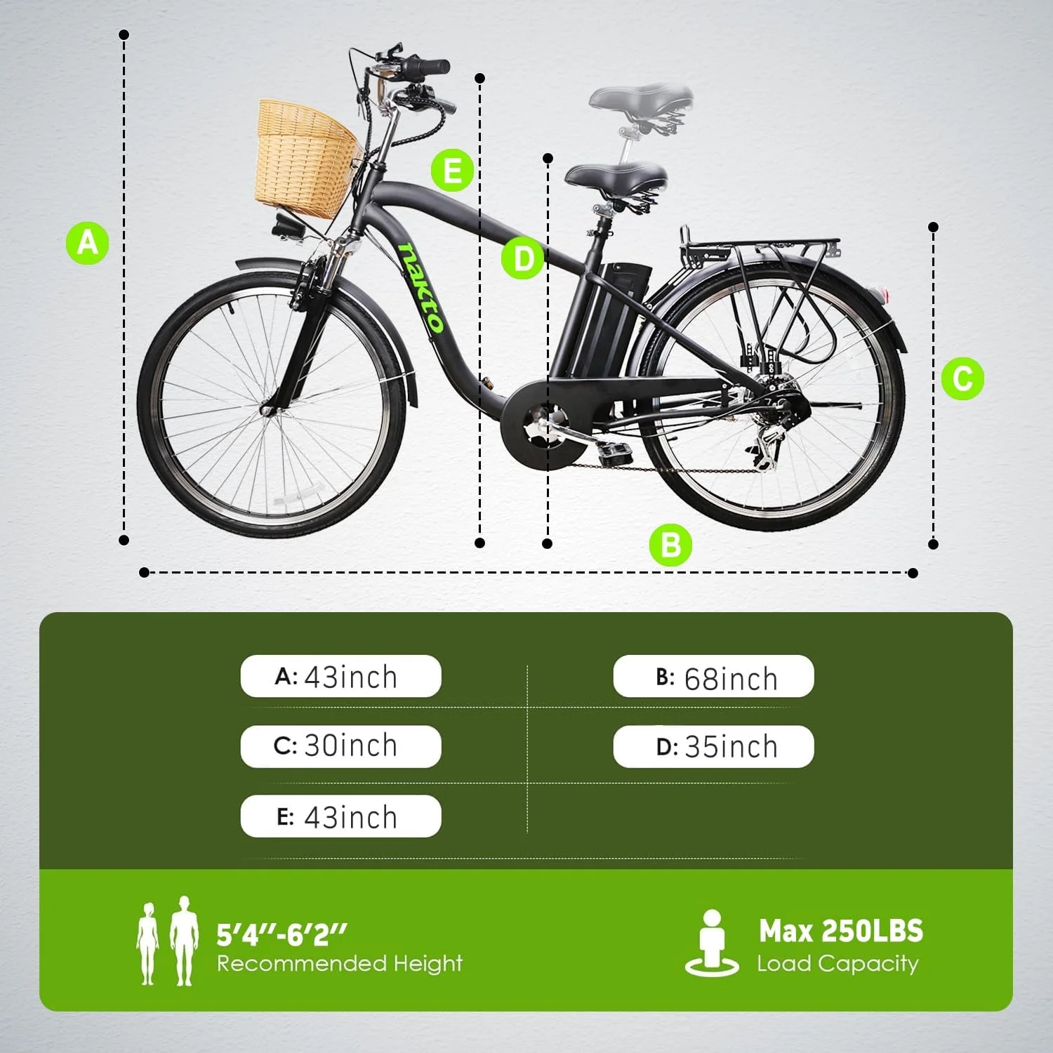 KTOEBYCO 250W Electric Bike for Adults,26