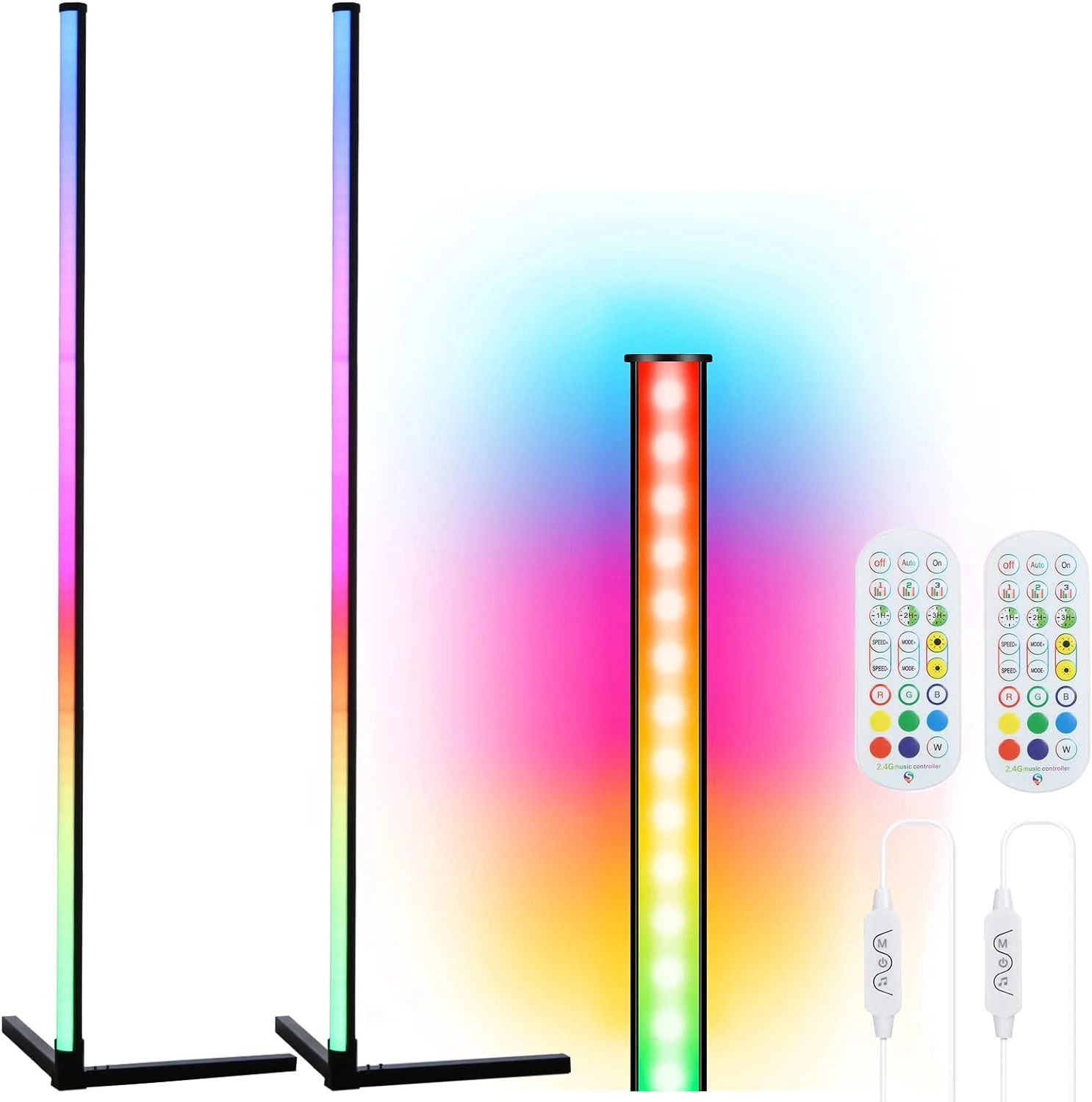 YOUB 2 Pack Corner Floor Lamp, Smart APP Control LED Corner Lamp with Music Sync, 49