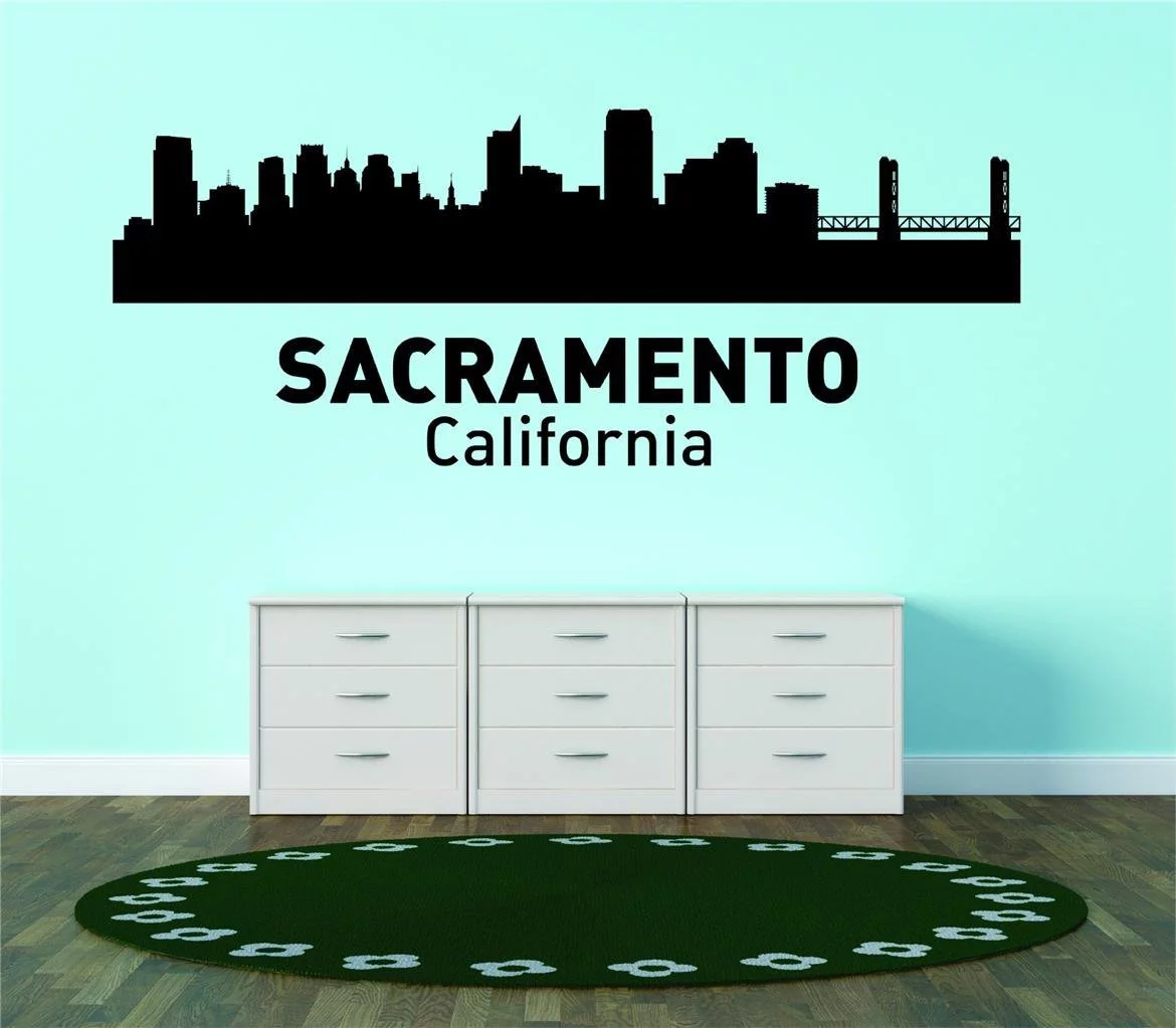 Sacrato California United States Major City Geoal Map Landmark Travel Trip Vacation B & B Breakfast Lunch Maps USA Holiday Weekend Decorating Ideas Girl Boy Wall Decal - Size: 16 Inch x 30 Inch