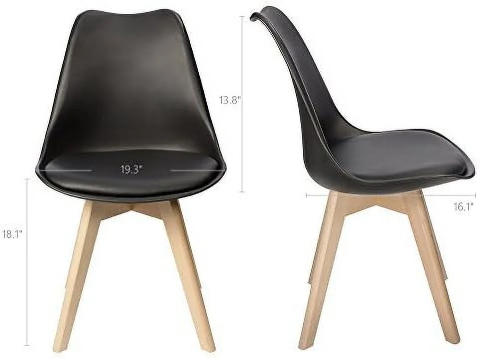 SJOPLMN Mid Century Modern DSW Upholstered Side Beech Wood Legs and Soft Padded Shell Tulip Chair for Dining Living Room Bedroom Kitchen Set of 4 (White)