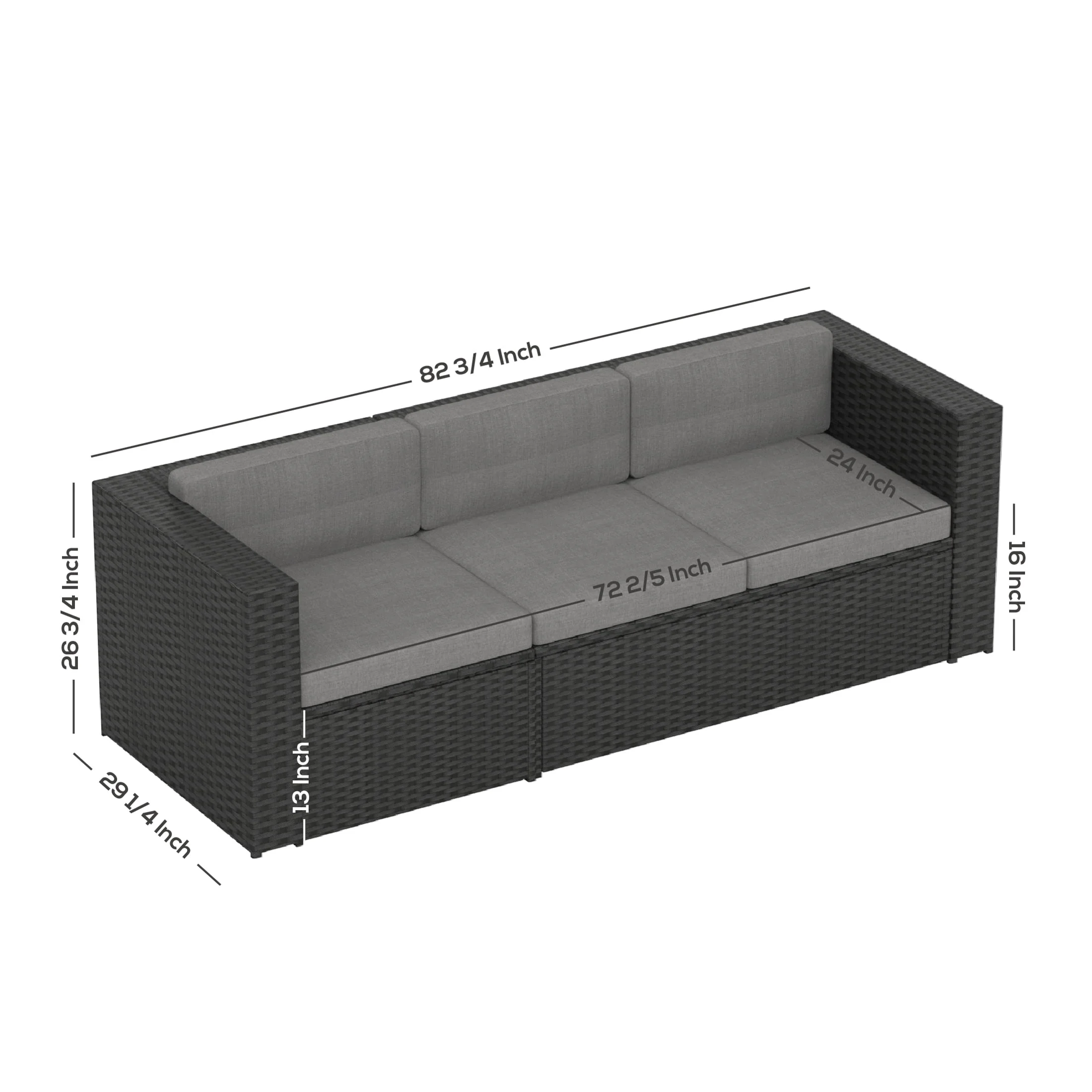 WestinTrends Wicker Furniture Sofa Chair with Seat and Back Cushions, UV and Water Resistant for Your Garden, Backyard, Balcony, Porch, Patio, Outdoor