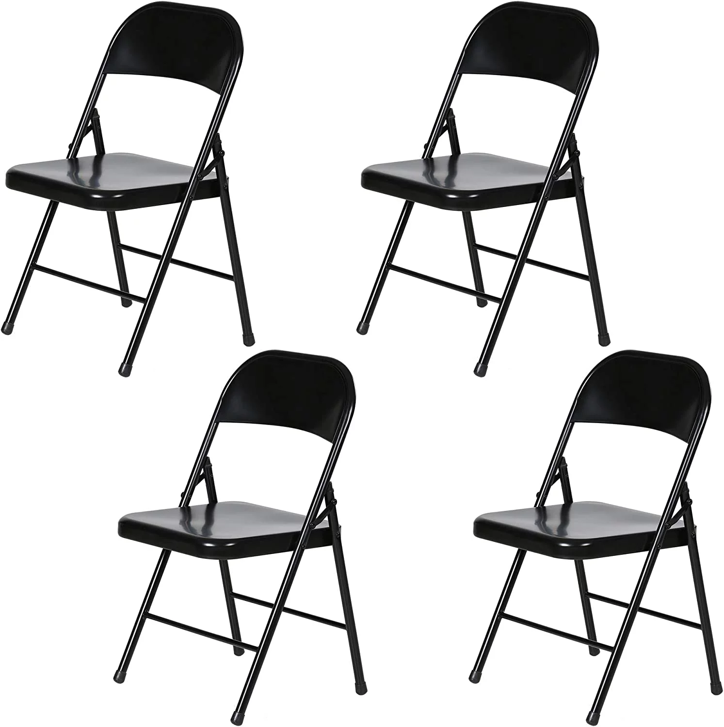 SQRTCV Indoor/Outdoor Metal Steel Folding Fold Up Party Chair  Black (4 Pack)
