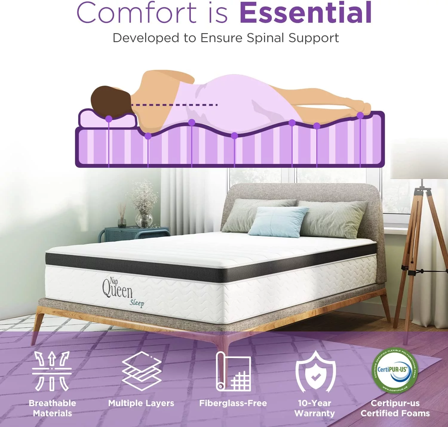IZIRUNI 8 Inch Maxima Hybrid Mattress  Twin Size  Cooling Gel Infused Memory Foam and Innerspring Mattress  Bed in a Box