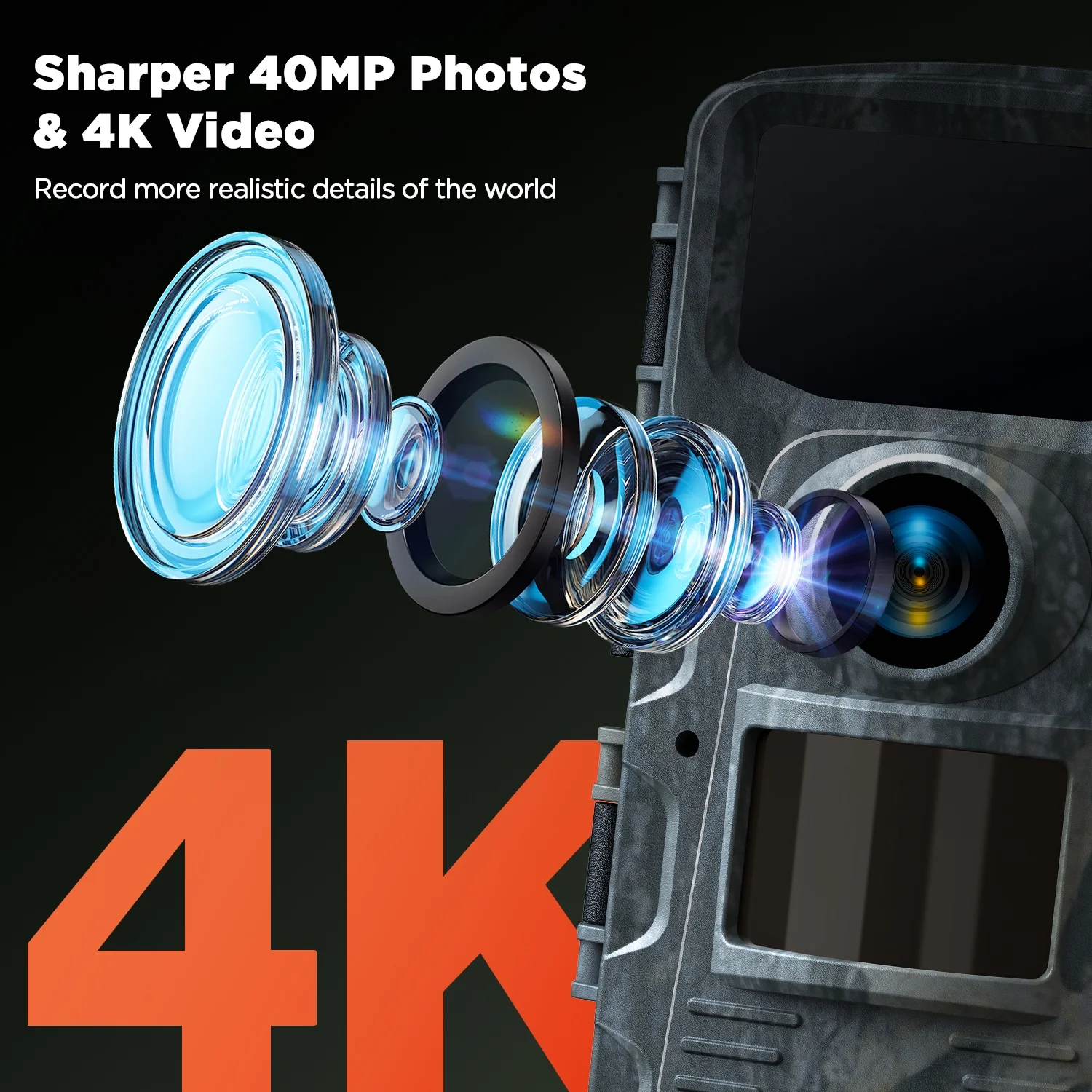 CAMPARK 2 Pack Trail Camera 4K 40MP Game Deer Hunting Camera with Night Vision Waterproof IP66 0.1s Trigger Time Latest Sensor Motion Time-Lapse 120° Wide Angle Trail Cam for Wildlife Monitor