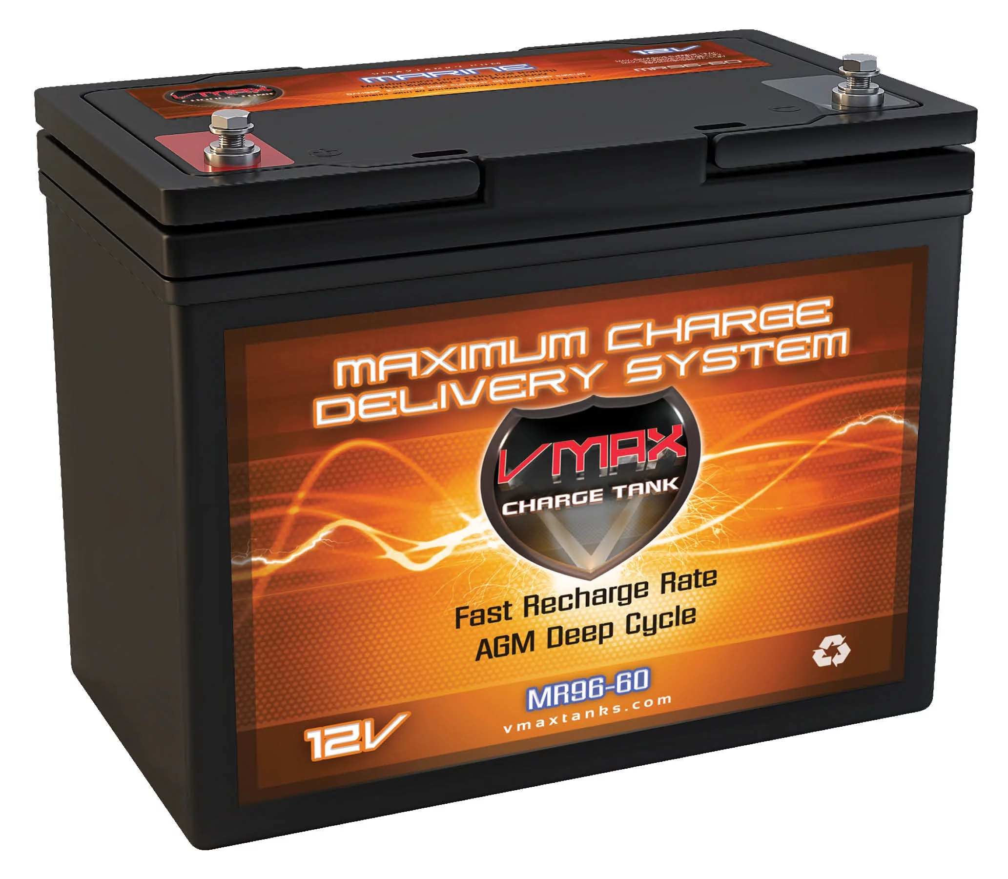 VMAX MR96-60 12V 60Ah AGM Deep Cycle Battery for Aquos Haswing 12v 55lbs Bow Mount Electric Trolling Motor