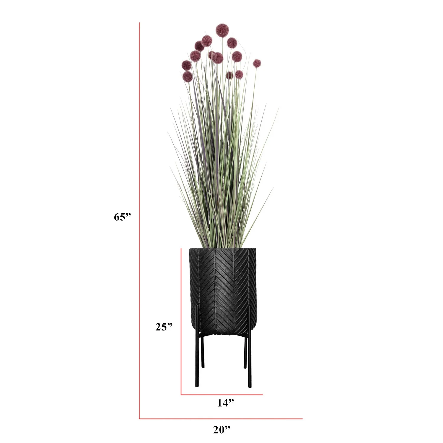 Artificial red Pampas Grass | 65” | Tall faux grass in planter| Home Decor By Vintage Home