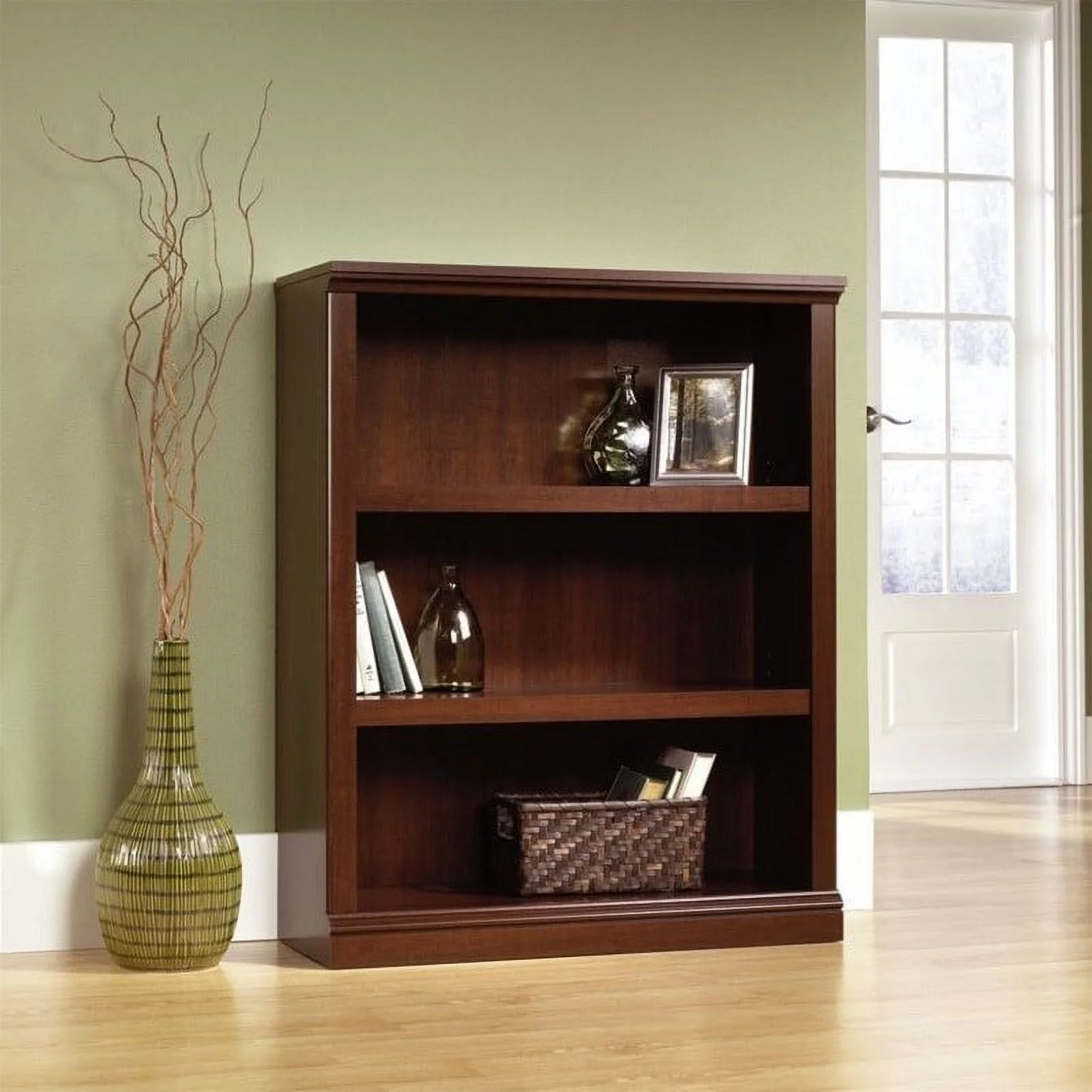 Scranton & Co 3 Shelf Wood Bookcase in Select Cherry