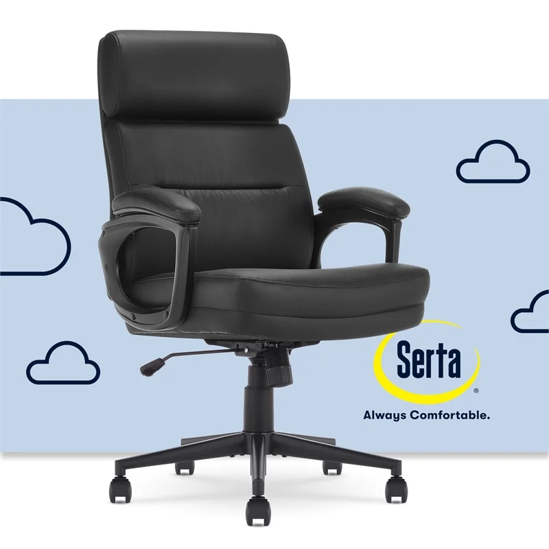 Serta Comfort Executive Ergonomic Mid-Back Office Chair Bonded Leather Black
