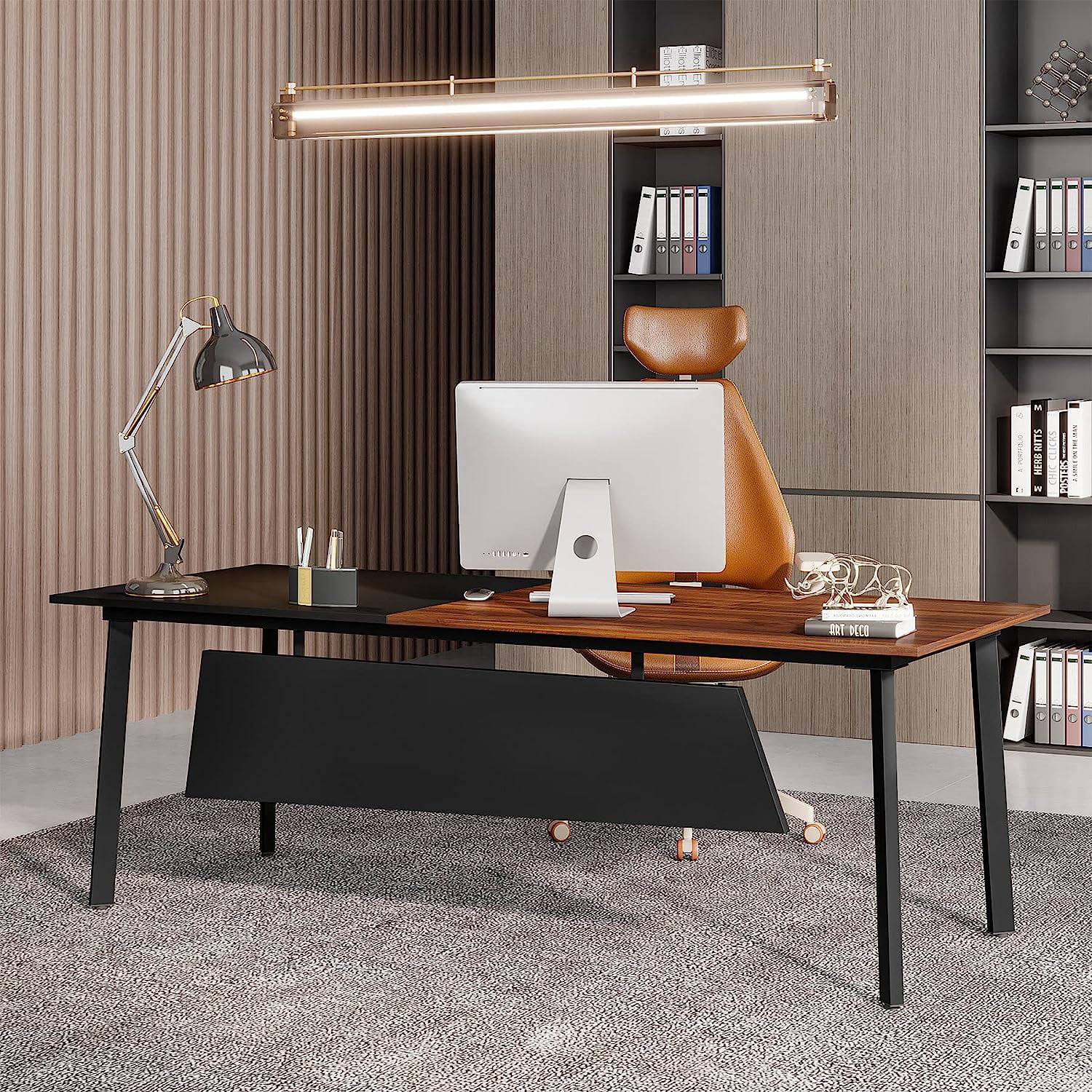 Tribesigns 70.9 inches Executive Desk, Large Computer Desk Wood Conference Table, Rustic Brown