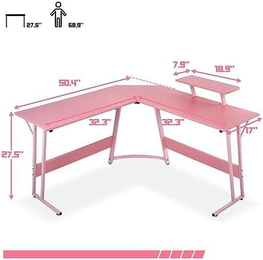 HYHBIBOOM L Shaped Desk  Sturdy Gaming Desk Computer Desk with Large Wooden Desktop for Home Office  L Shaped Gaming Desk Corner Desk for Small Space  Easy to Assemble  L Desk Gaming  L S