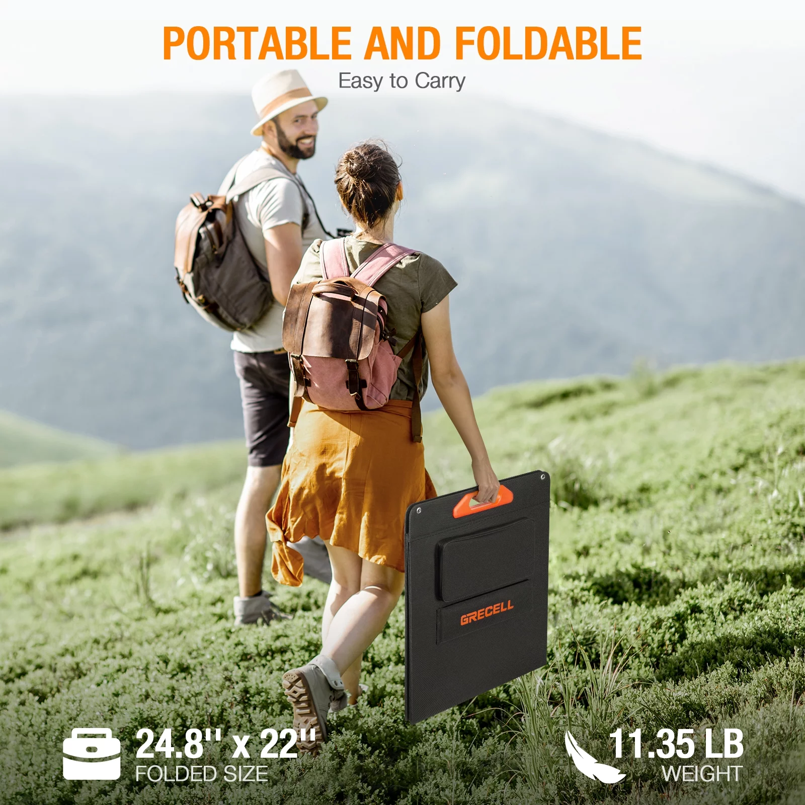 GRECELL 200W Portable Solar Panel for Power Station Generator (2 Pack), 12V/24V Flexible Foldable Solar Panel Kit Lightweight High-Efficiency Solar Charger Power Backup for Outdoor Van