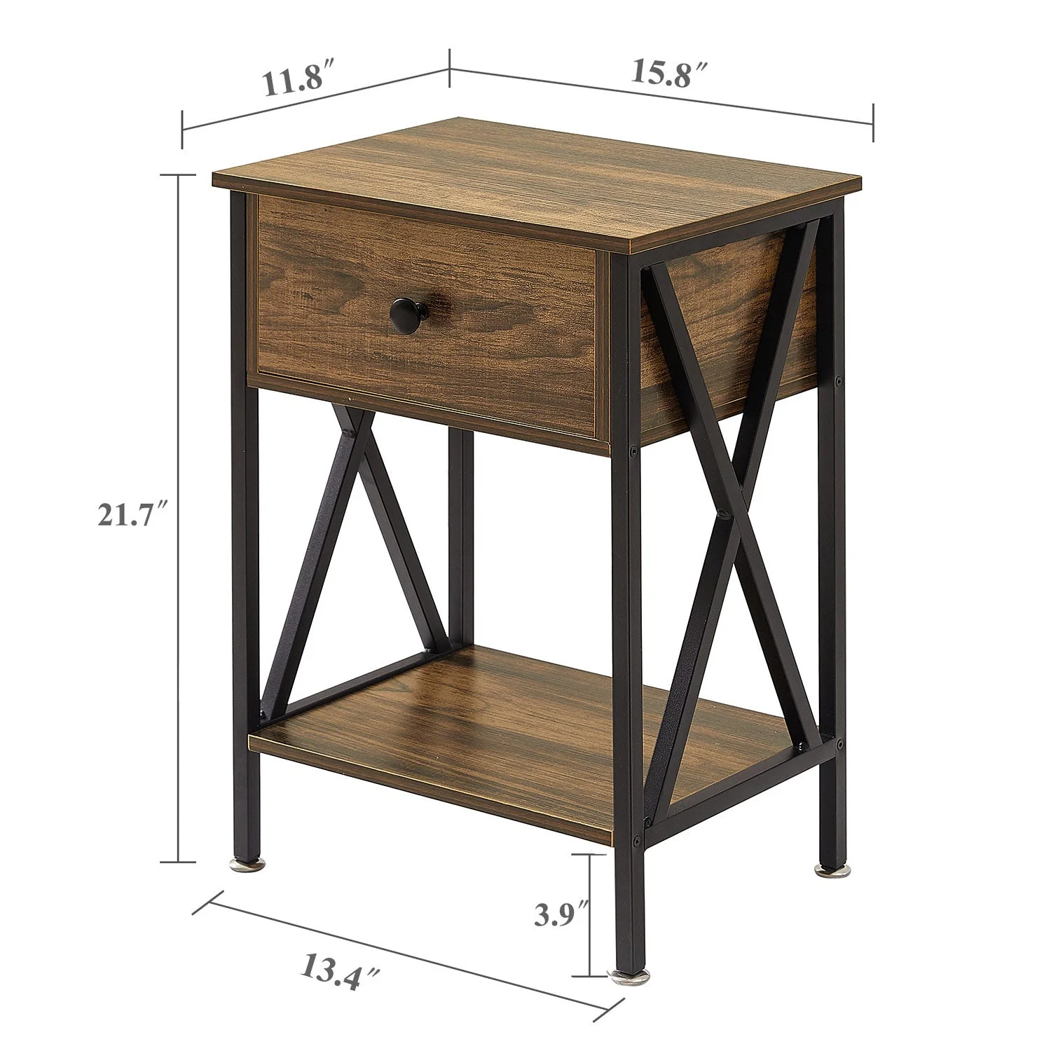 VECELO 3-Piece Bedroom Sets Upholstered Bed Frame and 2 Black Nightstand