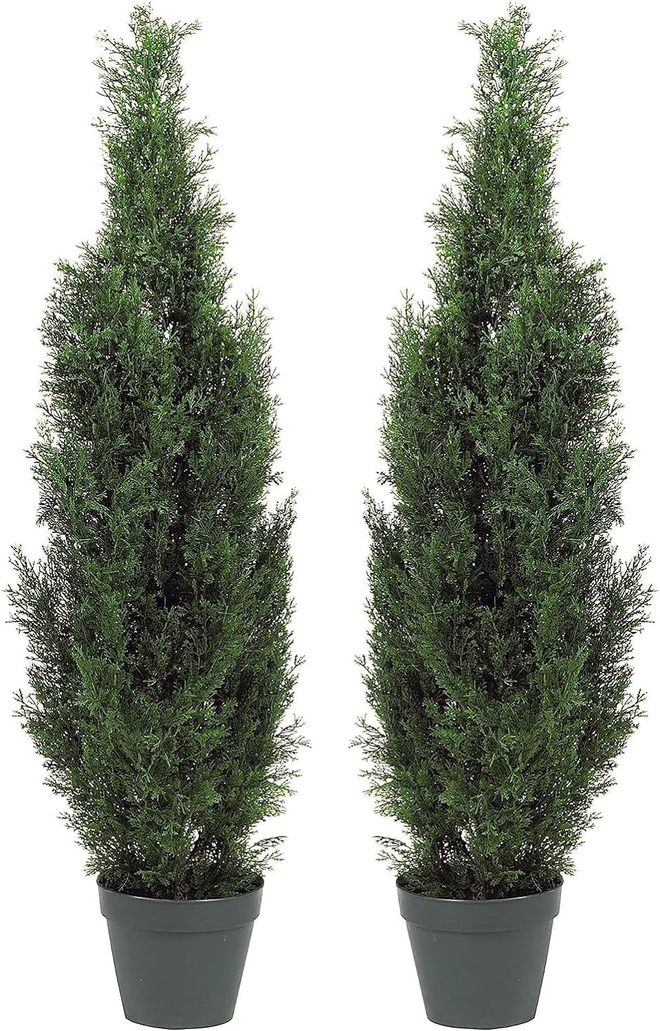 Two Pre-Potted 5' Artificial Cedar Topiary Outdoor Indoor Tree