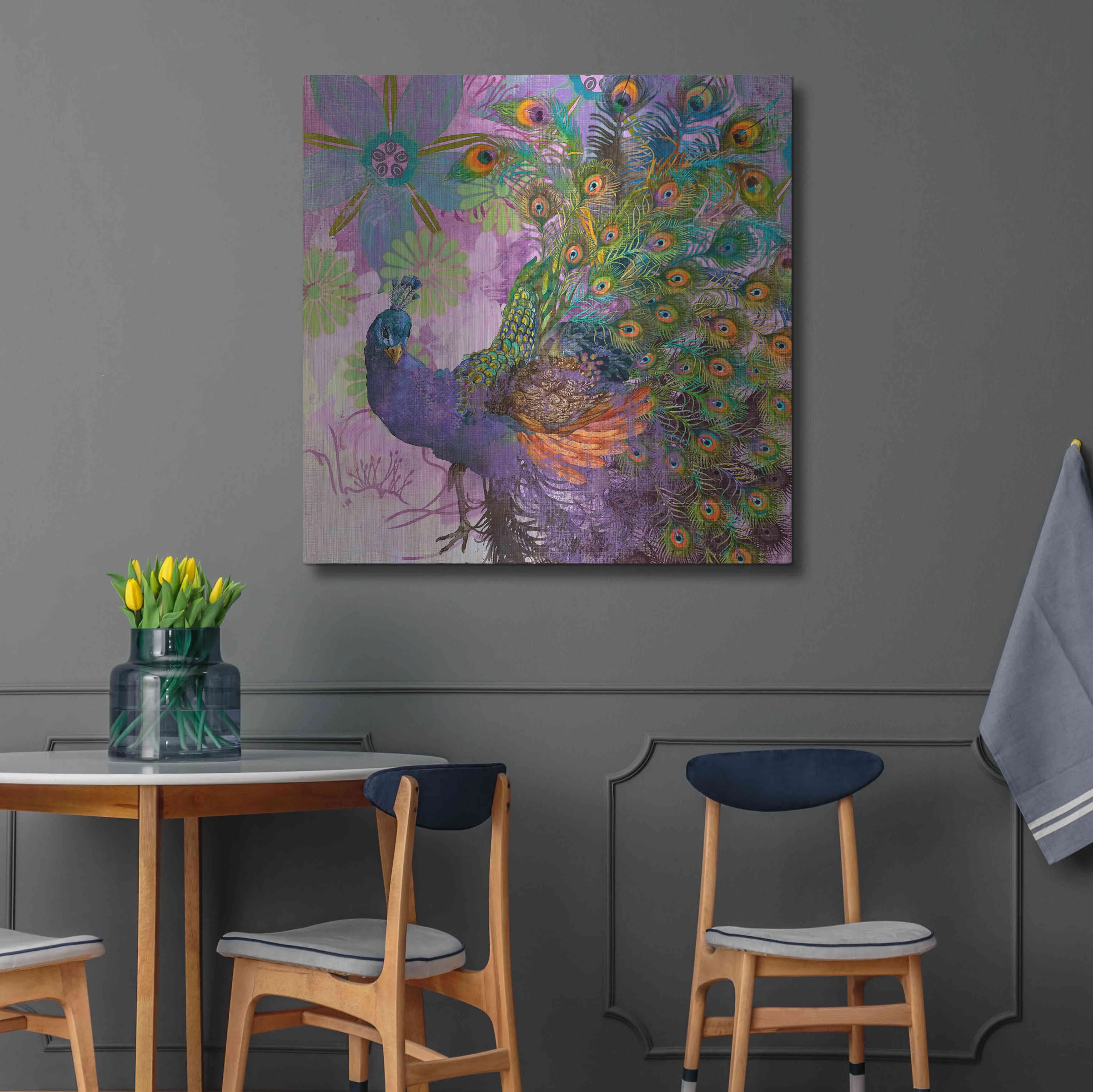 Luxe Metal Art 'Peacock Prance' by Evelia Designs Metal Wall Art, 36