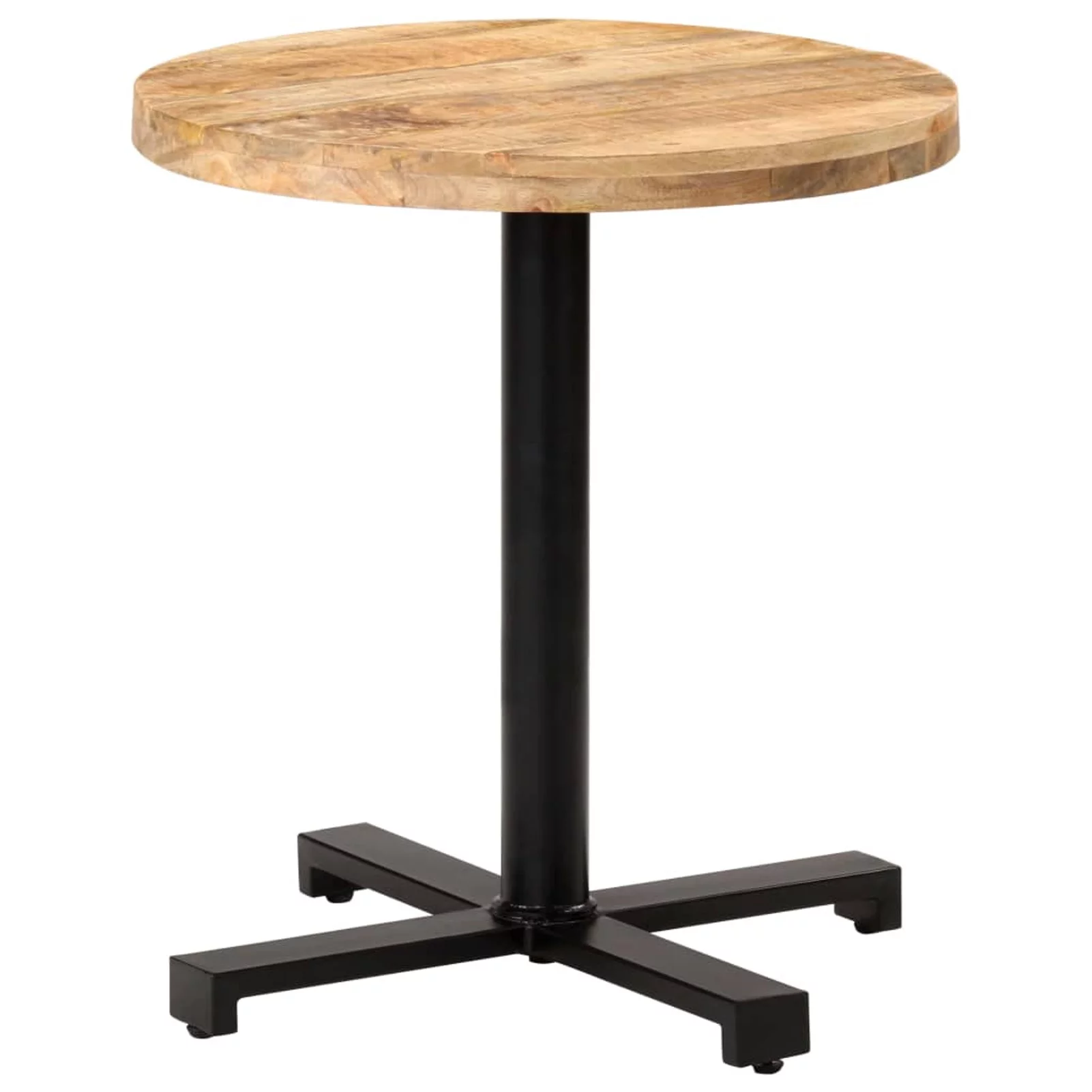 moobody Bistro Table Rough Mango Wood Round Tabletop Bar Table with Iron Base Counter Height Pub Table for Kitchen, Dining Room, Cafe, Home Furniture 27.6 x 29.5 Inches (Diameter x H)