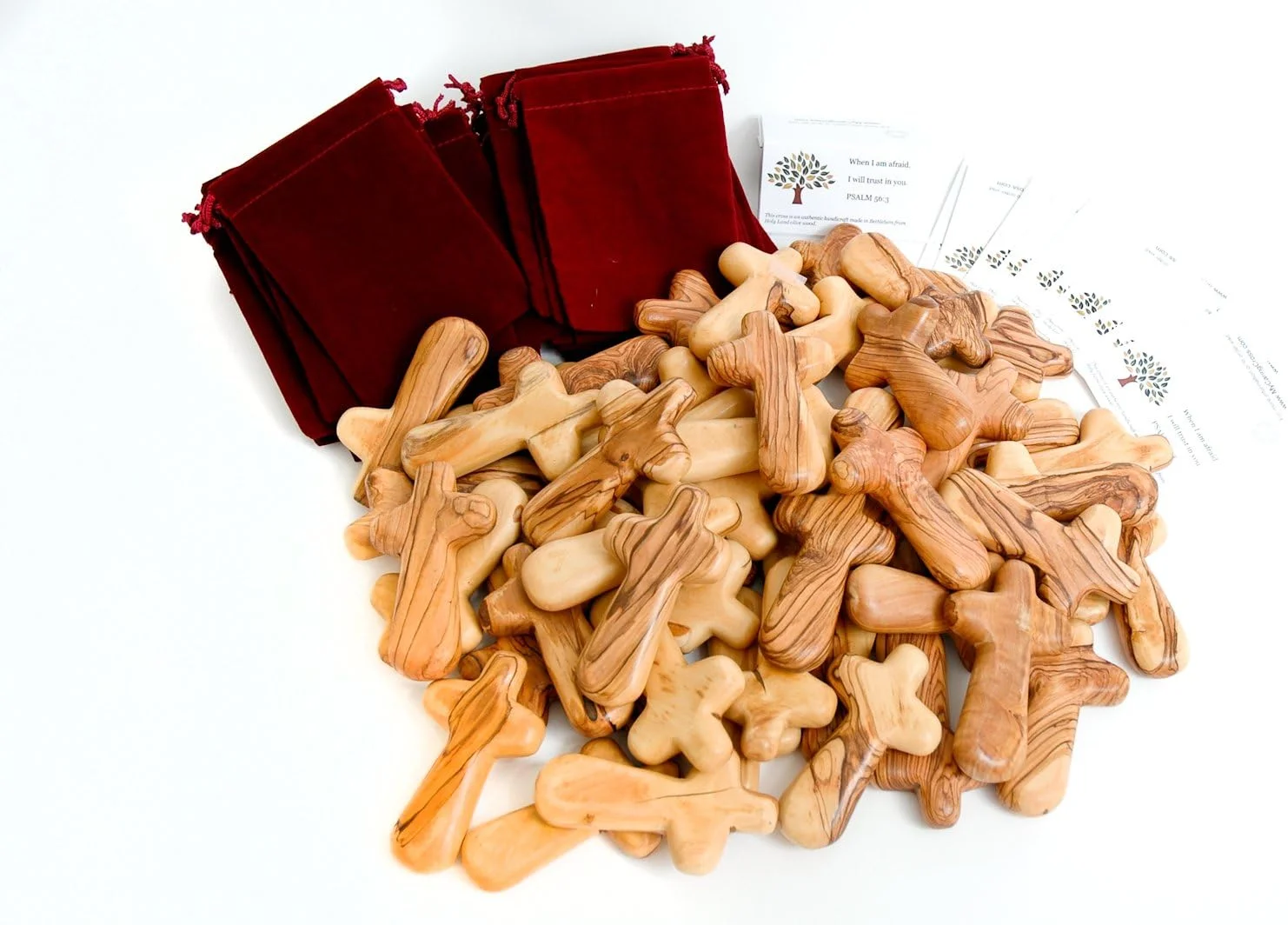 Olive Wood Holding Cross Comes With Velvet Bag & Certificate (20)