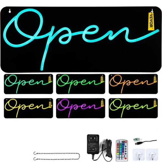 Vevor S22X9OPEN110VJMKGV1 22 x 9 in. Neon LED Open Sign for Business Multiple Flashing & Color Mode