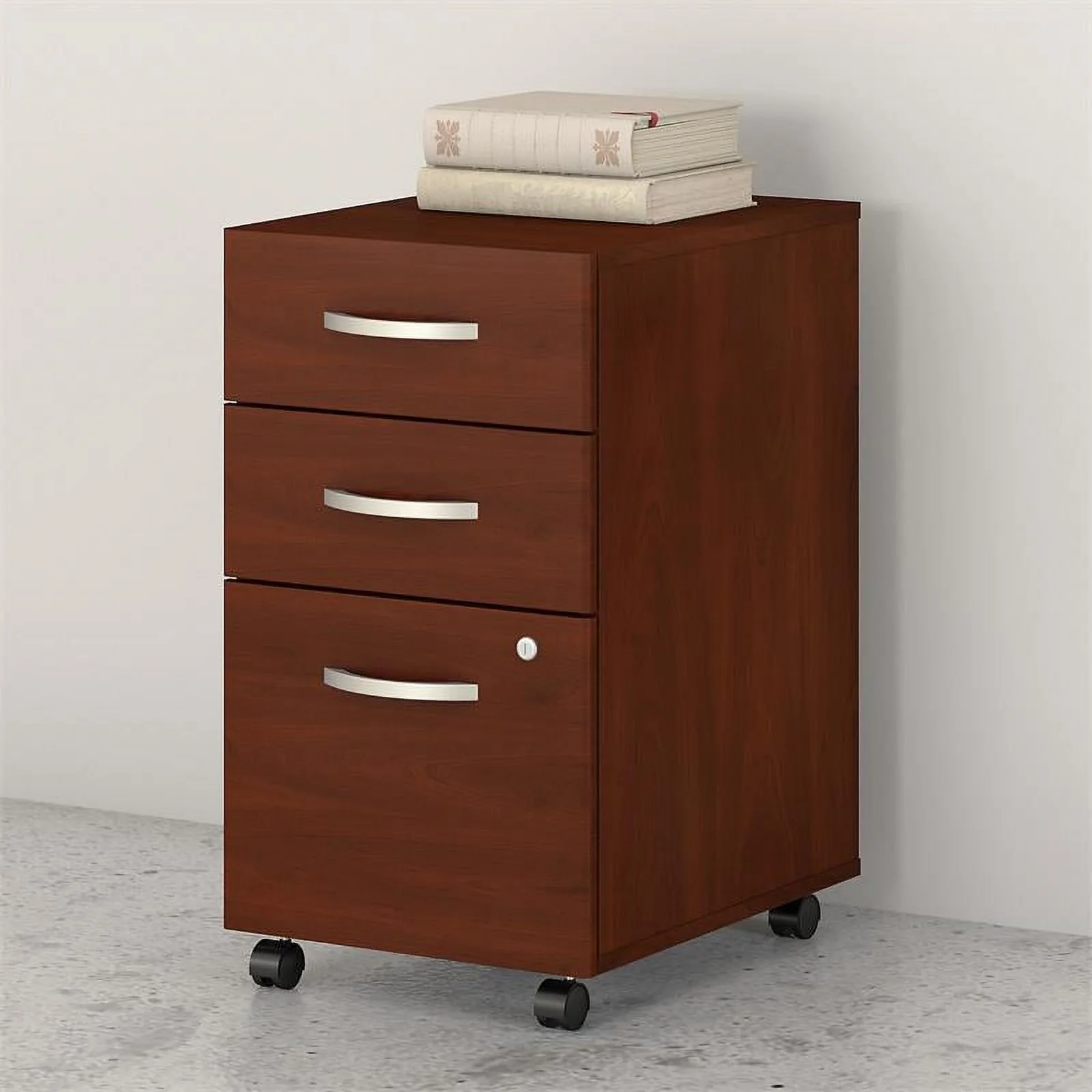 Home Square 2 Piece Wood Mobile Filing Cabinet Set in Hansen Cherry