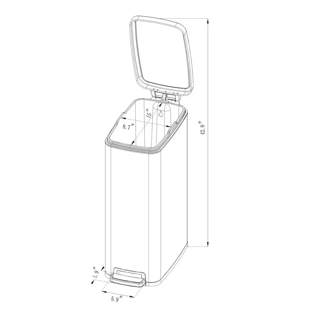 WG 45L Slim Step Trash Can,Heavy Duty Hands-Free Stainless Steel Commercial/Kitchen Step Trash Can, Fingerprint-Resistant Soft Close Lid Trashcan…