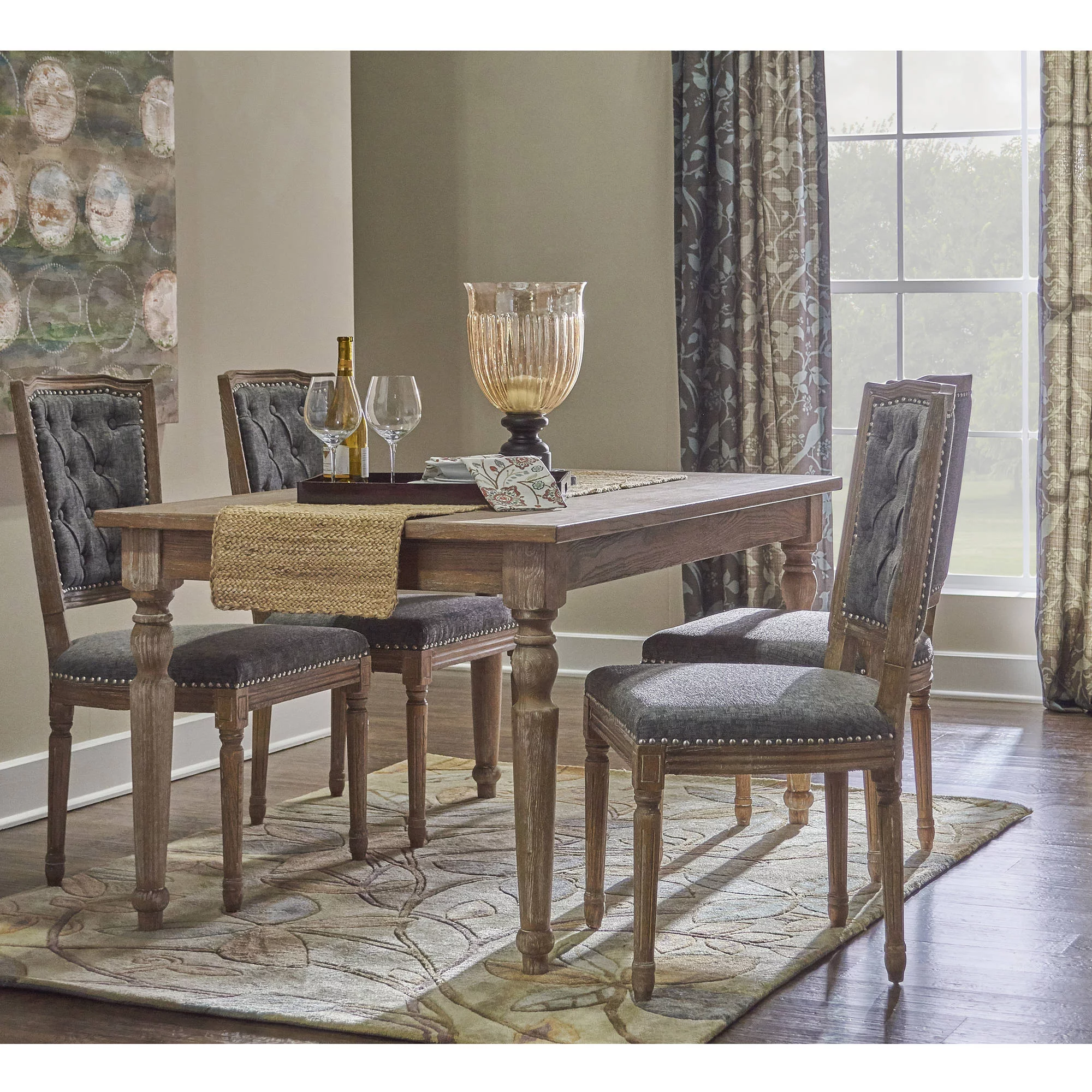 Linon Salford Rectangle Table, Dark Natural Brown, 29.5 inches Tall