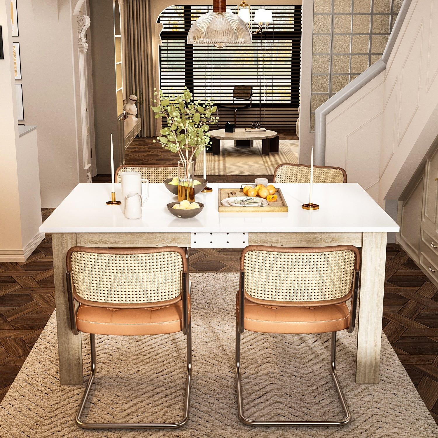 Modern Dining Table 4-6 People Kitchen Dining Room Table Extendable