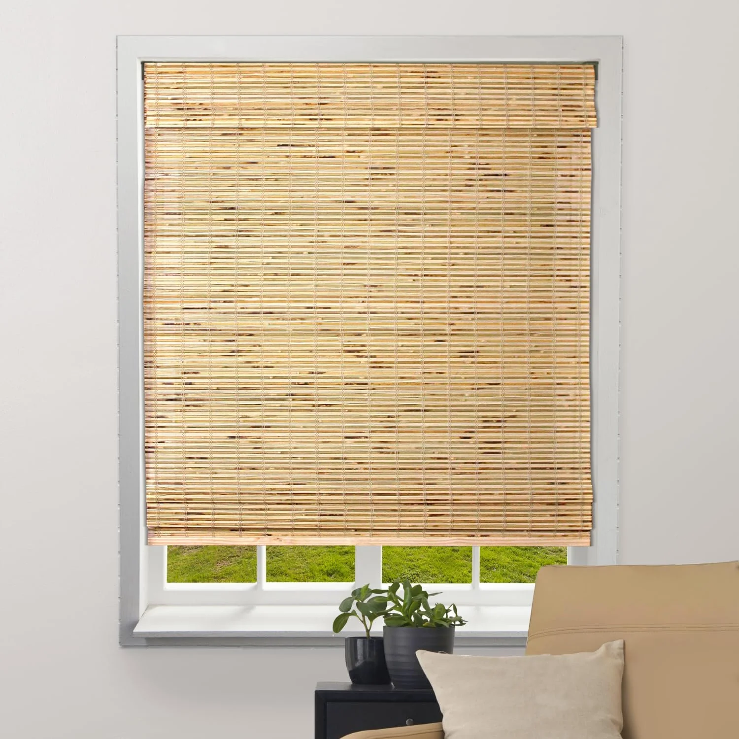 Sheer Bamboo Roman Shades with  Petite Rustique, 36